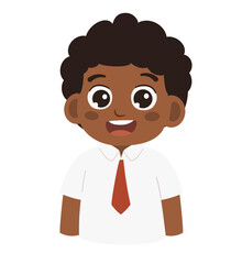 Cartoon Illustration of Cute Schoolboy in Uniform