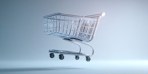 Minimalist Shopping Cart Icon with Floating Product for Clean UI Design