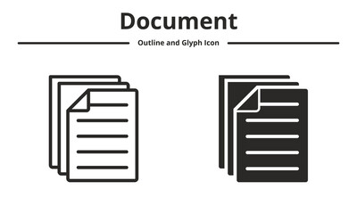 document icon pack with style outline and glyph