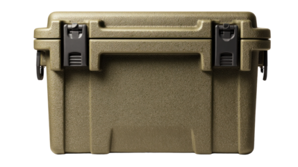 Durable Storage Container: A sturdy, olive-green plastic storage container with secure latches, ideal for various uses, providing reliable protection for your valuables.