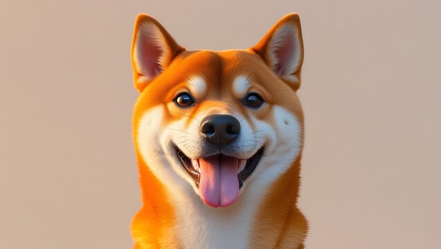 Shiba inu dog portrait happy smiling face tongue out pet animal canine breed japanese doge meme cute dog