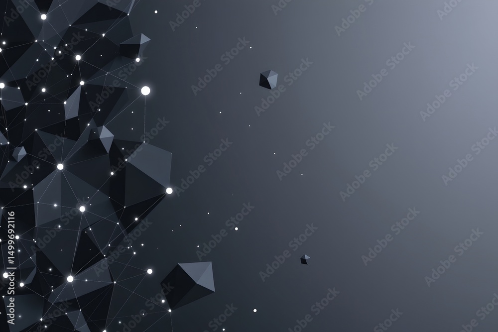 Poster abstract polygonal space low poly dark background with connecting dots and lines connection structur
