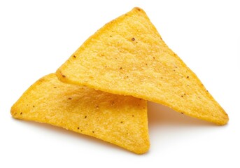 Two tortilla chips stacked isolated on white background
