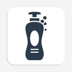 Shampoo Bottle Icon with Bubbles – Personal Hygiene Line Symbol