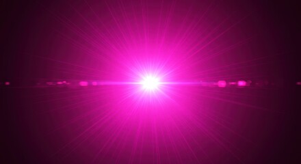 Vibrant Pink Lens Flare Bright Starburst Light Rays Purple Glow Abstract Background