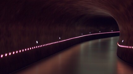Dark Tunnel with Pink Lights, and Curve.