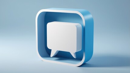 Fototapeta premium 3D blue and white square icon, message bubble