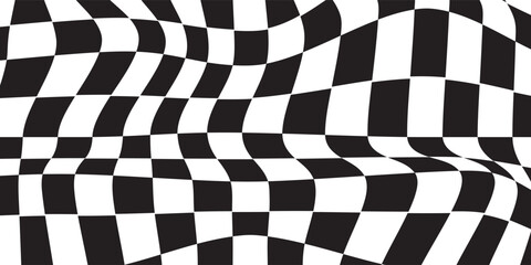 Obraz premium Race flags background with space for text. Chess game or rally sport car competition wallpaper. Black and white squares pattern. Banner with checkered texture. Vector flat illustration