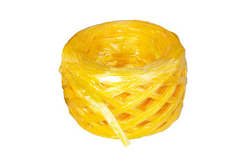 Dark yellow plastic straw rope in rolls circle rolls. Used to tie things or pack products tightly...