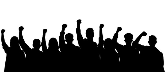 Silhouettes of Group People, Protesting People Silhouettes, Group of Protesters, Silhouette, Protest, Demonstration, Support, Activist, Black, Strike, Picket