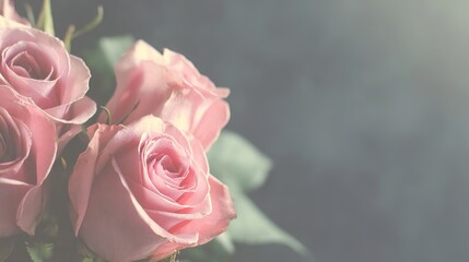 Pink roses in a lush bouquet, evoking timeless romance with a soft vintage charm