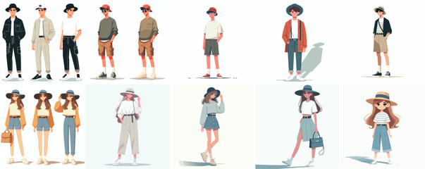 Casual Fashion Illustration – Trendy Outfits for Men and Women