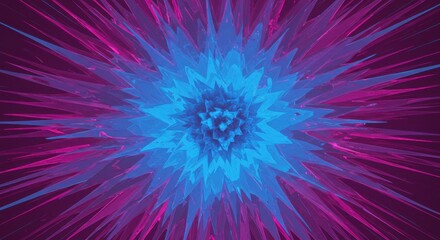Abstract Purple and Blue Crystal Burst Fractal Art 3D Render Geometric Design