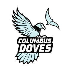Fototapeta premium Flying Eagle Mascot Logo with Sports Team Text – Vector Emblem Design .