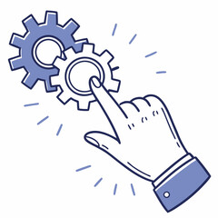 Hand pressing gear mechanism business concept illustration
