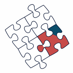 Obraz premium Abstract jigsaw puzzle pieces solution teamwork collaboration