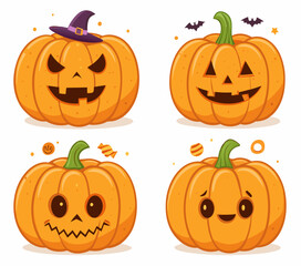 Playful Halloween Pumpkin Faces Set