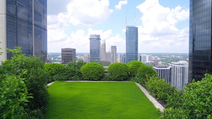 Fototapeta premium Rooftop Garden Cityscape View.
