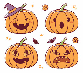 Playful Halloween Pumpkin Faces Set