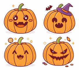 Playful Halloween Pumpkin Faces Set