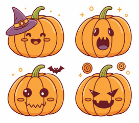 Playful Halloween Pumpkin Faces Set