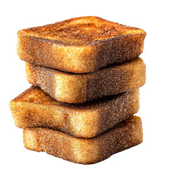 Toasted bread slices stacked neatly, showcasing golden brown crust and crispy texture. Perfect for breakfast or snacks, these slices are inviting and delicious