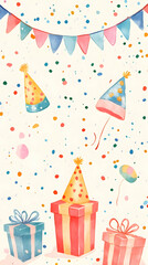 Playful Birthday Frame with Bunting and Balloons