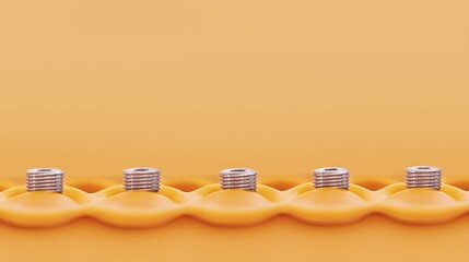 Screws on Orange Wavy Surface.