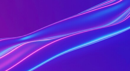 Naklejka premium Abstract Purple and Pink Glowing Waves Digital Art Neon Lights Smooth Curves Background Texture