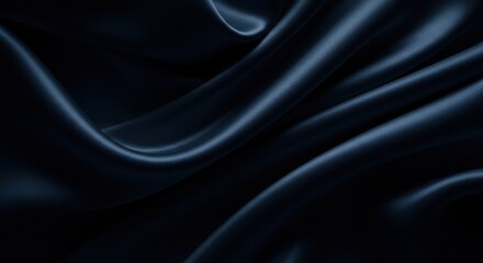 Fototapeta premium Luxurious Dark Blue Silk Fabric Texture Elegant Drapes and Smooth Surface