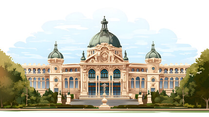 Fototapeta premium Petit Palais Cartoon Vector Illustration Isolated on White Background