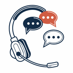 Headset with speech bubbles customer service support communication