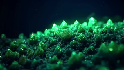 Green Crystals Forming on Textured Surface Slow Motion - Powered by Adobe