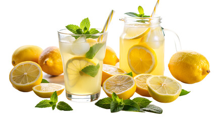Fototapeta premium Summer Lemonade Drinkt on transparent Background