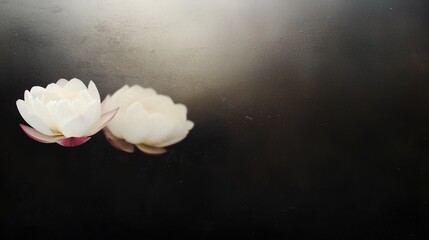 White Water Lilies Dark Background.