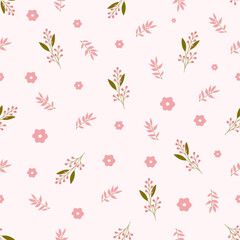 Seamless floral pattern. Idea for fabric, tablecloth pattern, wrapping paper, gift paper. Print ditsy. Motives are scattered randomly. Flower pattern background. cute pattern.