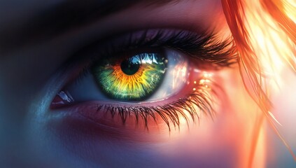 Fototapeta premium Womans Eye with Green Iris, and Closeup.