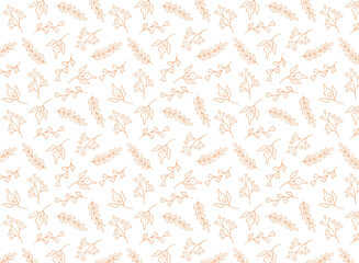 Soft Pastel Floral Background with Delicate Blossoms and Hand Painted Watercolor Leaves