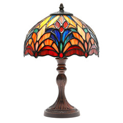 Stained glass lamp with vibrant colors and intricate design, perfect for adding elegance to any room. This decorative piece enhances ambiance and showcases craftsmanship