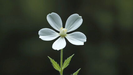 Obraz premium Minimalist white wildflower bloom on dark blurred background