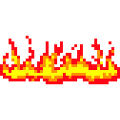 Fototapeta premium Pixel fire icon - 8-bit Flames. Retro pixel art fire
