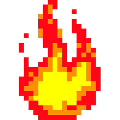 Pixel fire icon - 8-bit Flames. Retro pixel art fire