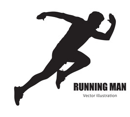 Active running man silhouette, vector illustration