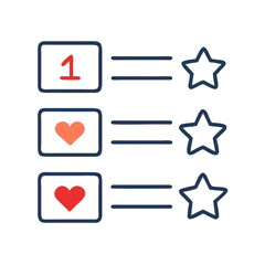 Clean cutout vector illustration ranking system hearts stars