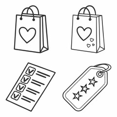 Shopping bag checklist stars heart love gift retail online store