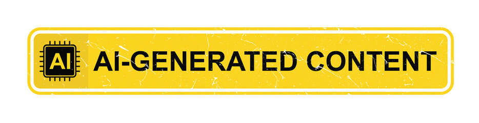 AI-Generated Content Yellow Warning Label Banner PNG Image