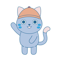 Cute big eyes kawaii cat vector