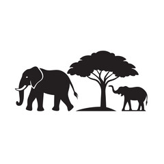 Fototapeta premium Elephant silhouette of african safari animal
