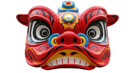 Isolated Chinese Lion Dance Mask