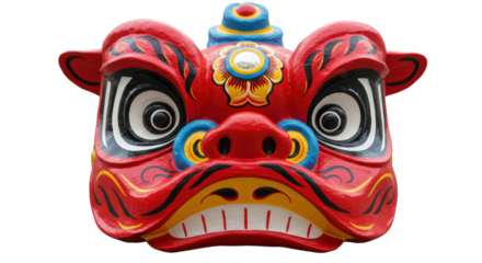 Isolated Chinese Lion Dance Mask